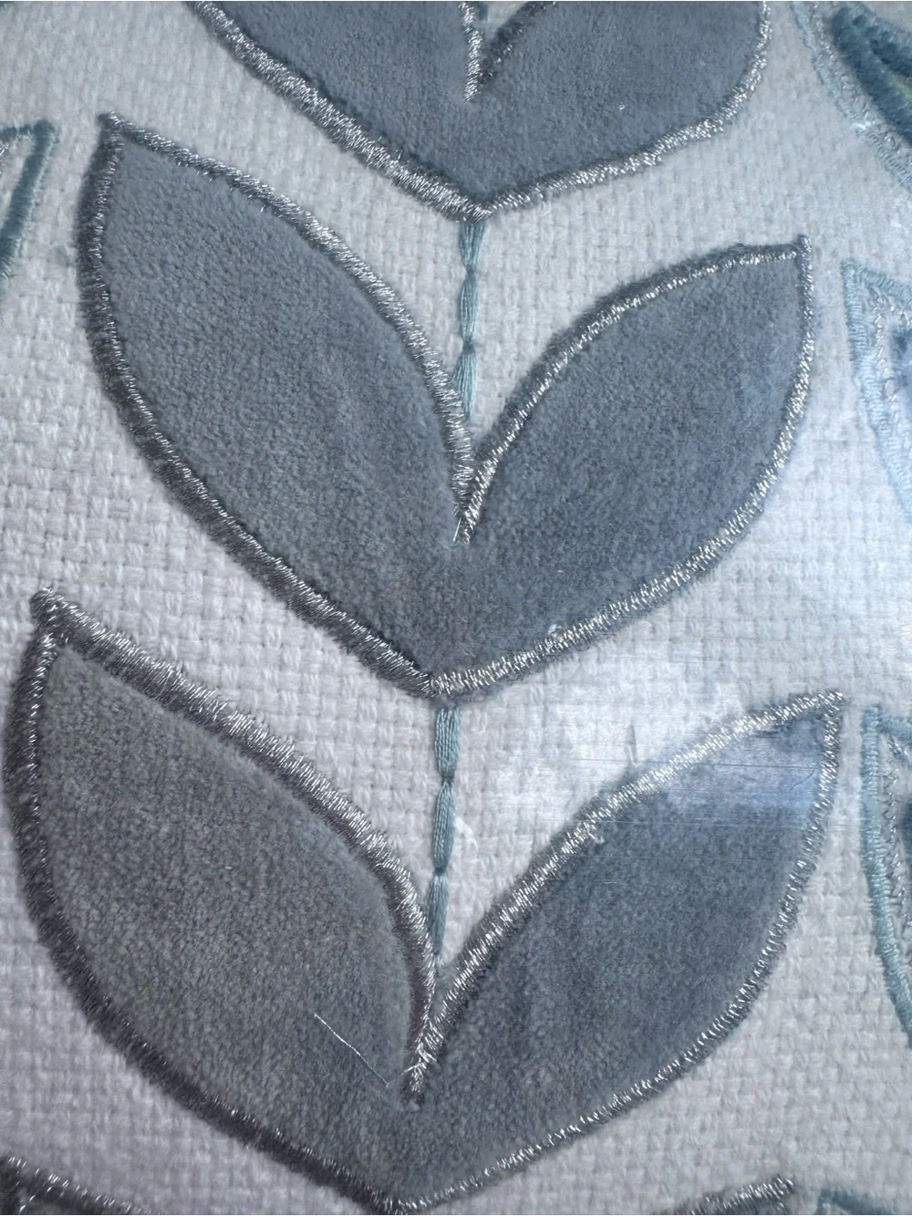 Pier 1 Imports Beaded Leaf Embroidered Throw Pillow - Gray & Green
